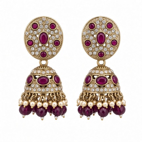 Gold tone jhumka earrings - earrings, for