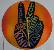 PEACE AND LOVE..funky clocks..fun clocks..Record wall clocks..make love not war