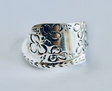 Silver Spoon Ring, Irish Shamrock embossed, replica of original  Silverware
