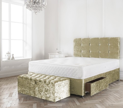 Champagne crushed velvet divan - champagne,