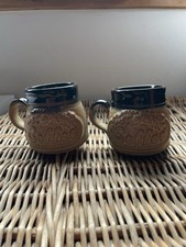 Vintage Brown Small Coffee Mugs Set Of 2