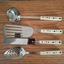 Vintage 60'S PRESTIGE SKYLINE KITCHEN Utensils - Diamond Pattern 4 piece set