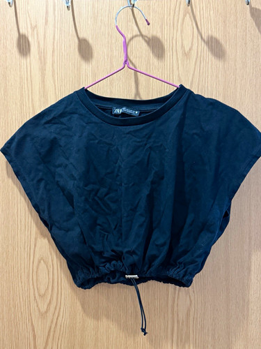 Zara black cropped - cropped, drawstring