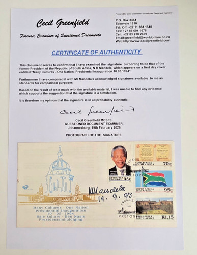Nelson mandela autograph 1994 - nelson,
