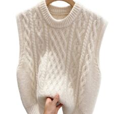 Jumper Pullover Sleeveless Sweater Tops Knitwear Women Chunky Knitted Vest