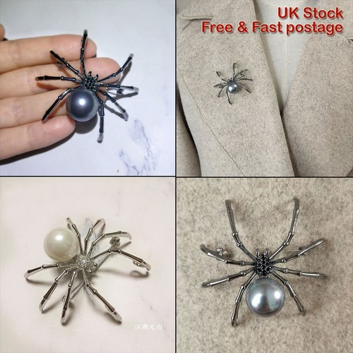 Exaggerated black white spider - black,