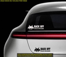 Black Space Invader Back off tailgaters Car Window Bumper Sticker Vinyl Decal