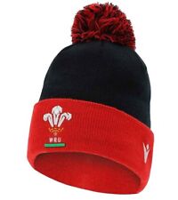 WALES Macron RUGBY Pompom Beanie Warm Winter Pom Pom Beanies Hat Black Red