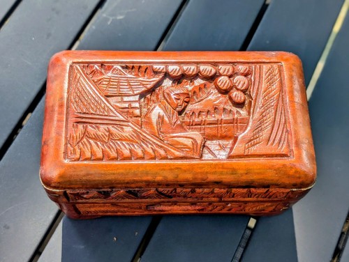 Vintage hand carved box 40 - vintage,