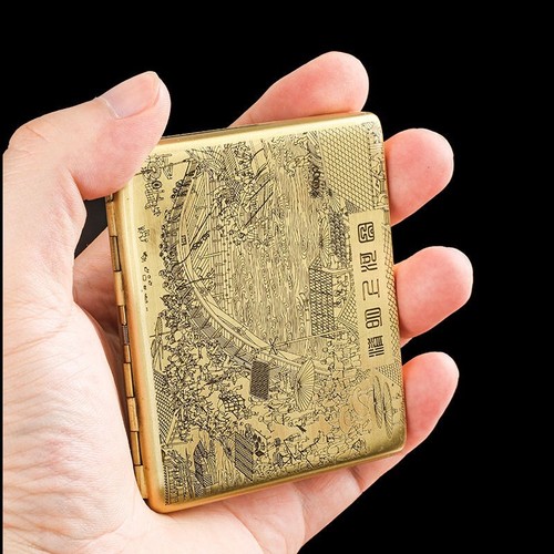 Brass metal cigarette case - metal,