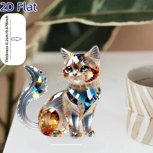 Crystal cat figurine cute - cat,