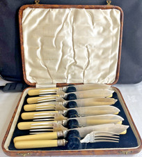 Marked Sterling Silver Fish Fork & Knife Set – 12pc (6 Place) Vintage – Boxed