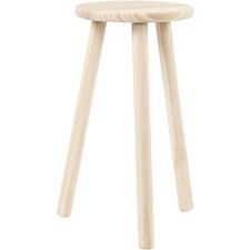 DIY Pine Stool – Round Seat, 3-Leg Sturdy Wooden Stool for Crafts & Home Décor