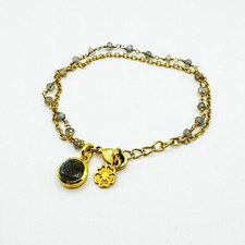 AZUNI London Gold Tone Multi Chain Bracelet Adjustable Labradorite Chip Bead