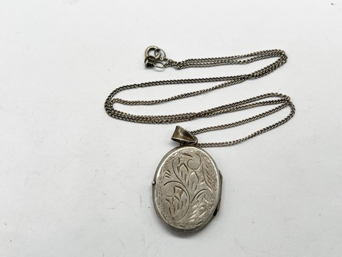 Vintage solid silver etched - silver,