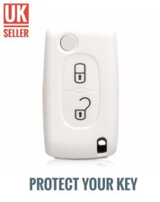 WHITE PEUGEOT REMOTE KEY COVER 107 207 307 406 407 FOB 2 BUTTON FLIP KEY CASE