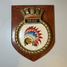Vintage HMS Brave Ship Crest