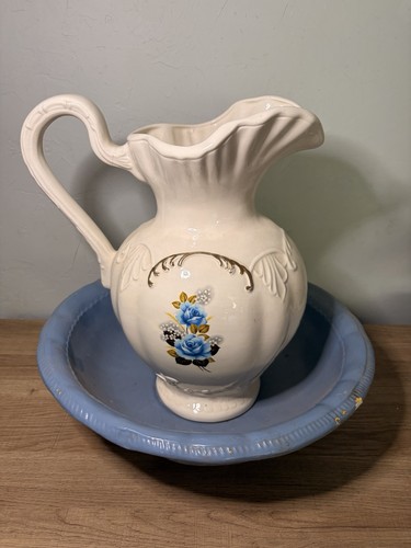 Vintage wash basin pitcher - basin,