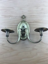 Antique Two Light Double Arm Brass Wall Scone For Parts Or repair