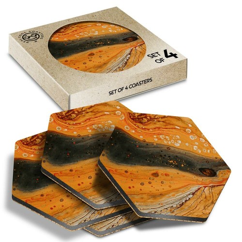 Hexagon coasters orange - -,