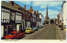 1970s Postcard Vintage Cars on St Mary Street Bridgwater Postally Used 1981