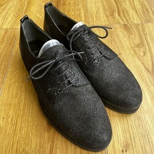 Riva Black Leather Lace Up