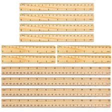 Wooden Ruler, 12pcs Wooden Flat Scale Drafting Rulers 15cm 20cm 30cm School Woo