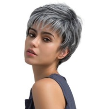 Women Natural Short Straight Wavy Curly Wigs Pixie Cut BOB Hair Full Wig Cosplay