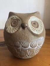 Studio Pottery Owl Money Box with Stopper VGC - rustic farmhouse Style