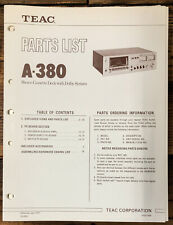 Teac A-380 Cassette Parts List Manual  *Original*