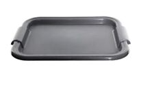 Plastic Silver Rectangle Serving Drinks Dinner Plate Lap Tray 41cm x 31cm