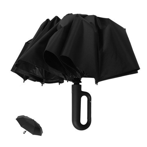 Black compact folding umbrella - black,