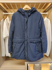 UNIQLO NAVY LARGE COAT JACKET PARKA HOODED CASUAL DOWN PADDED WINTER ZIP UP MENS