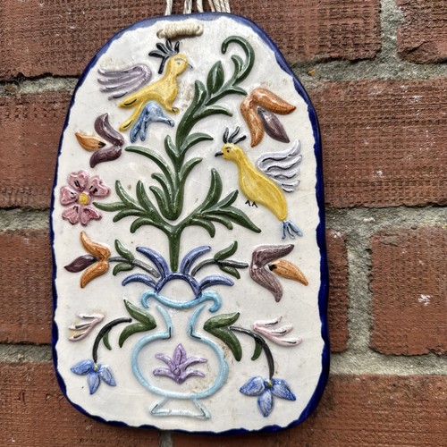Ceramic wall plaque birds tree - ceramic,