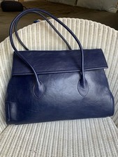 Vanda Francis LARGE Navy LEATHER Work Office SHOULDER  Bag .