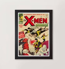 Framed X-Men Issue 1 Vintage Marvel Comic Cover Repro Poster Print Wall Art