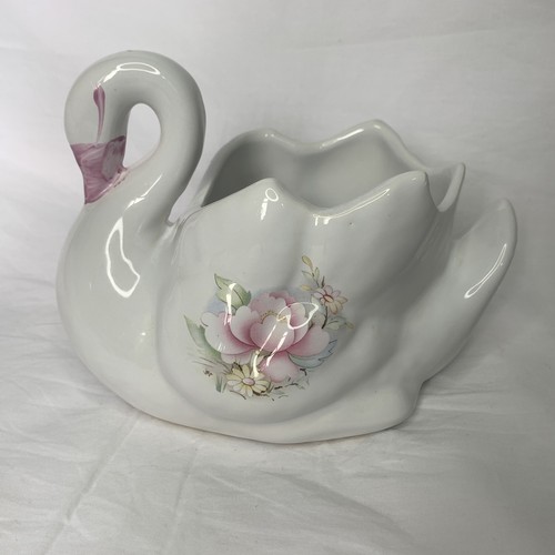 Vintage ceramic white swan - vintage,
