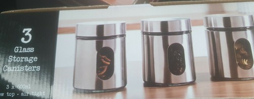 Silver glass storage canister - glass,