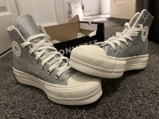 Converse Women's Size 4 High Top Silver Sparkle