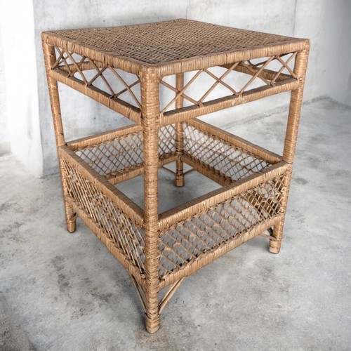 Vintage bamboo rattan side - bamboo, &