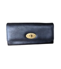 Mulberry Black Leather Classic Passport ID Twist Lock Brass Hardware Wallet