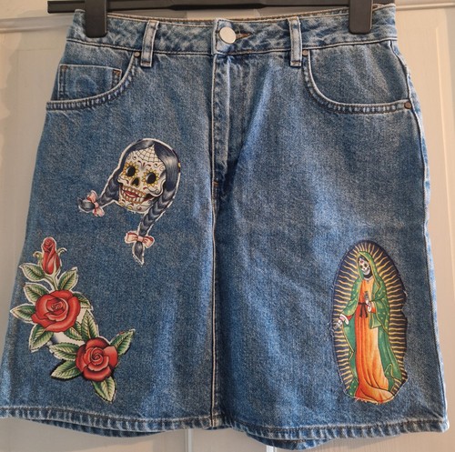 Customised denim skirt - customised,