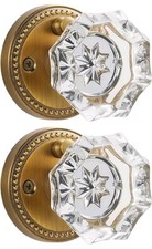 SORWDUERM 2 Pack Antique Brass Door Knobs Crystal Interior Privacy Bed/ Bathroom