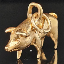 14K Gold LUCKY PIG Charm