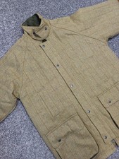 Greenbelt Shooting Jacket Men XL Green Tweed Check Wool Snap Zip Up Hunting