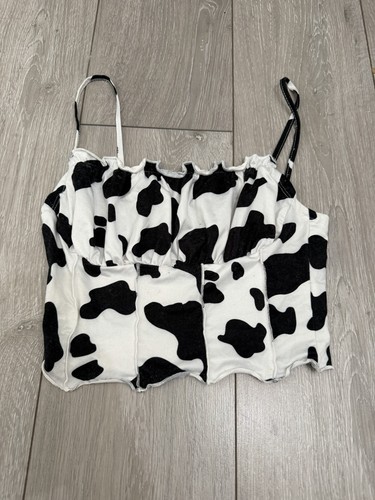 Cowprint milkmaid cropped vest - cowprint,