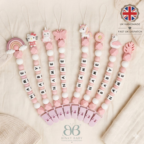 Personalised pink baby dummy - personalised,