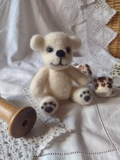 Needle felted ooak cream - needle,