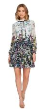 TED BAKER Entangled Enchantment floral print ruffle fit&flare skirt dress 3 12 M