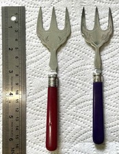 Two Trident Searing Forks - Fish Serving Forks - Bread or Cake Serving Forks.